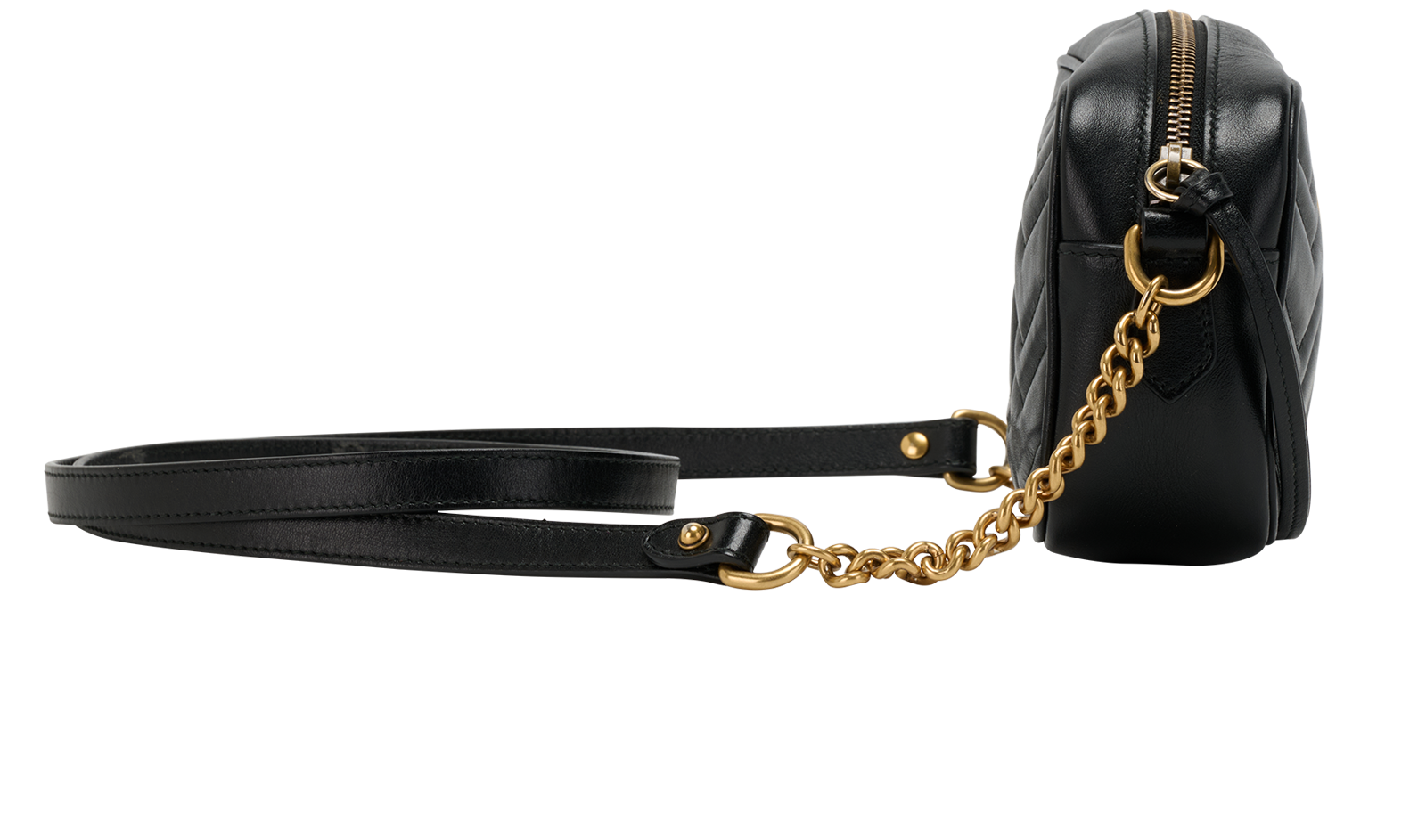 Mini GG Marmont Camera Bag, &pound;550, Handbags, Black, Leather, Side view